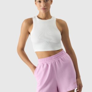 4F Γυναικεία μπλούζα crop(4FWSS24TSLEF066-cream)