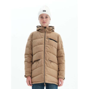 BASEHIT WOMEN'S HOODED LONG PUFFER JACKET (222.BW10.81-BEIGE)