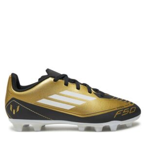 adidasΠαιδικά Ποδοσφαιρικά Παπούτσια F50 Club Messi με Τάπες Gold Metallic / Cloud White / Core Black